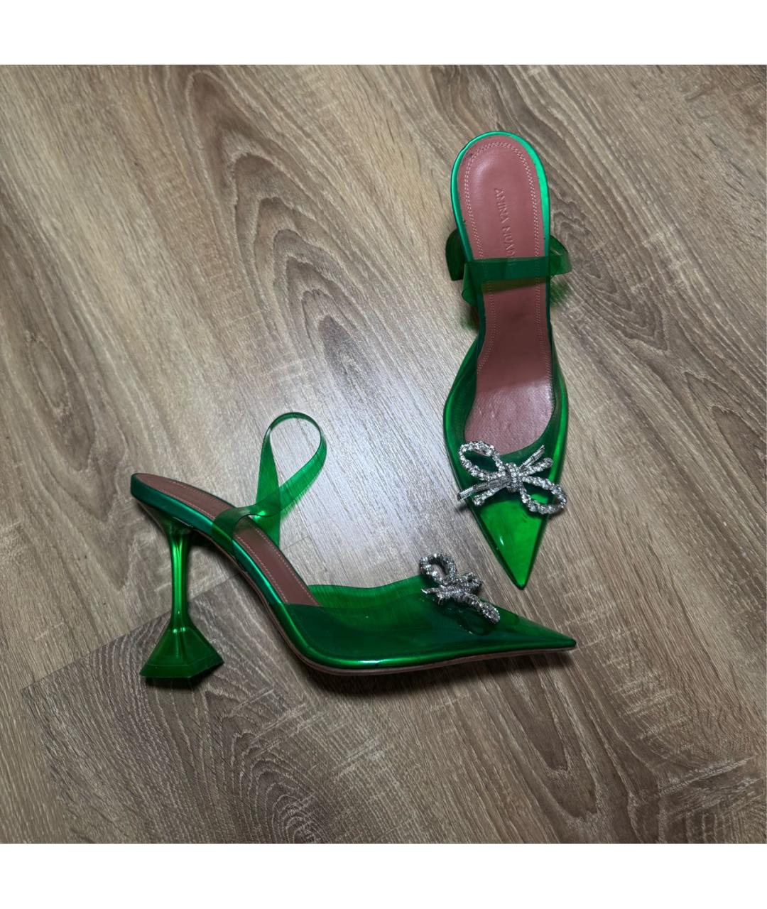 Amina Muaddi Зеленые туфли, фото 8