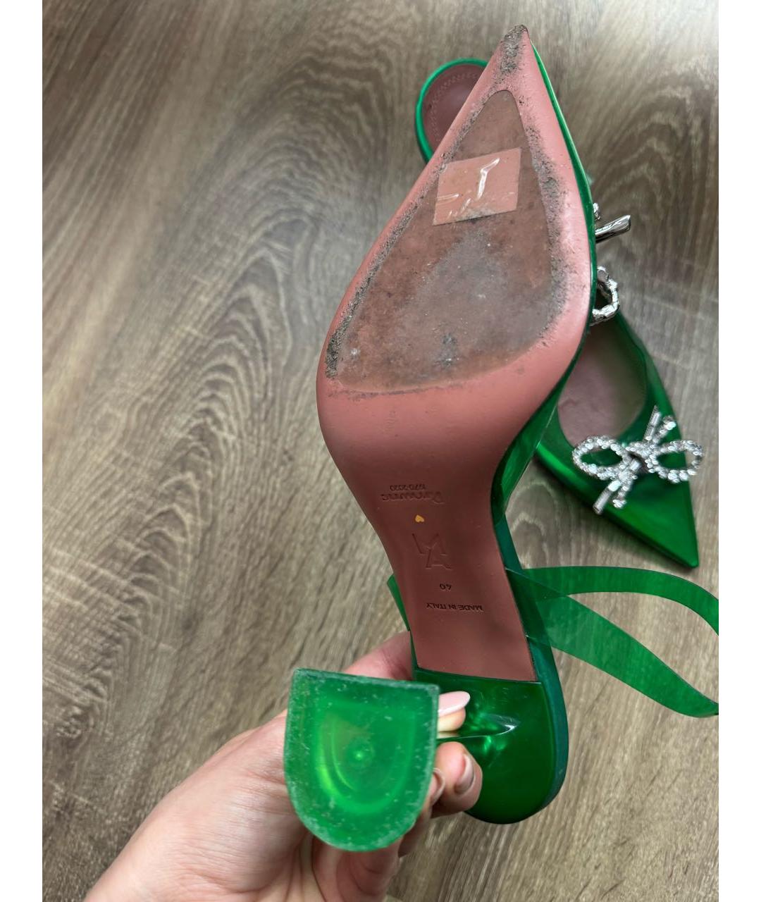 Amina Muaddi Зеленые туфли, фото 5