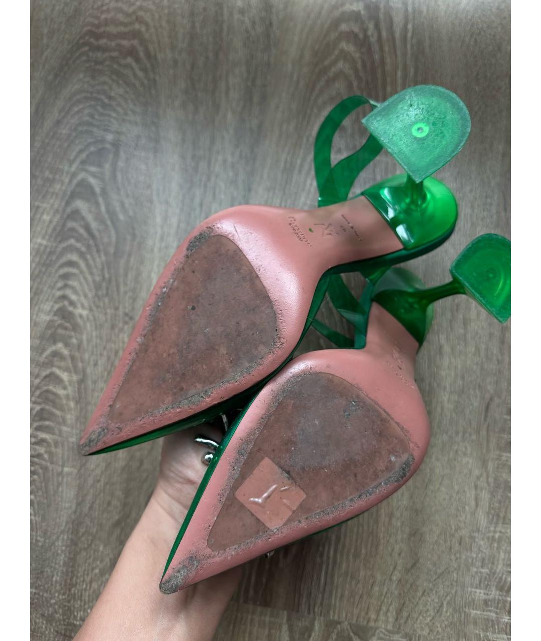 Amina Muaddi Зеленые туфли, фото 6