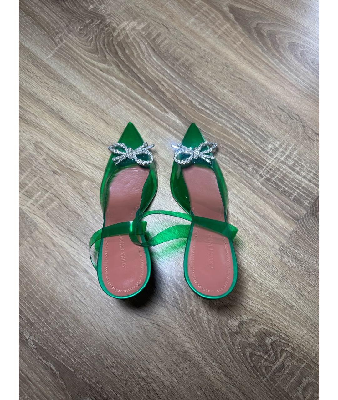 Amina Muaddi Зеленые туфли, фото 3
