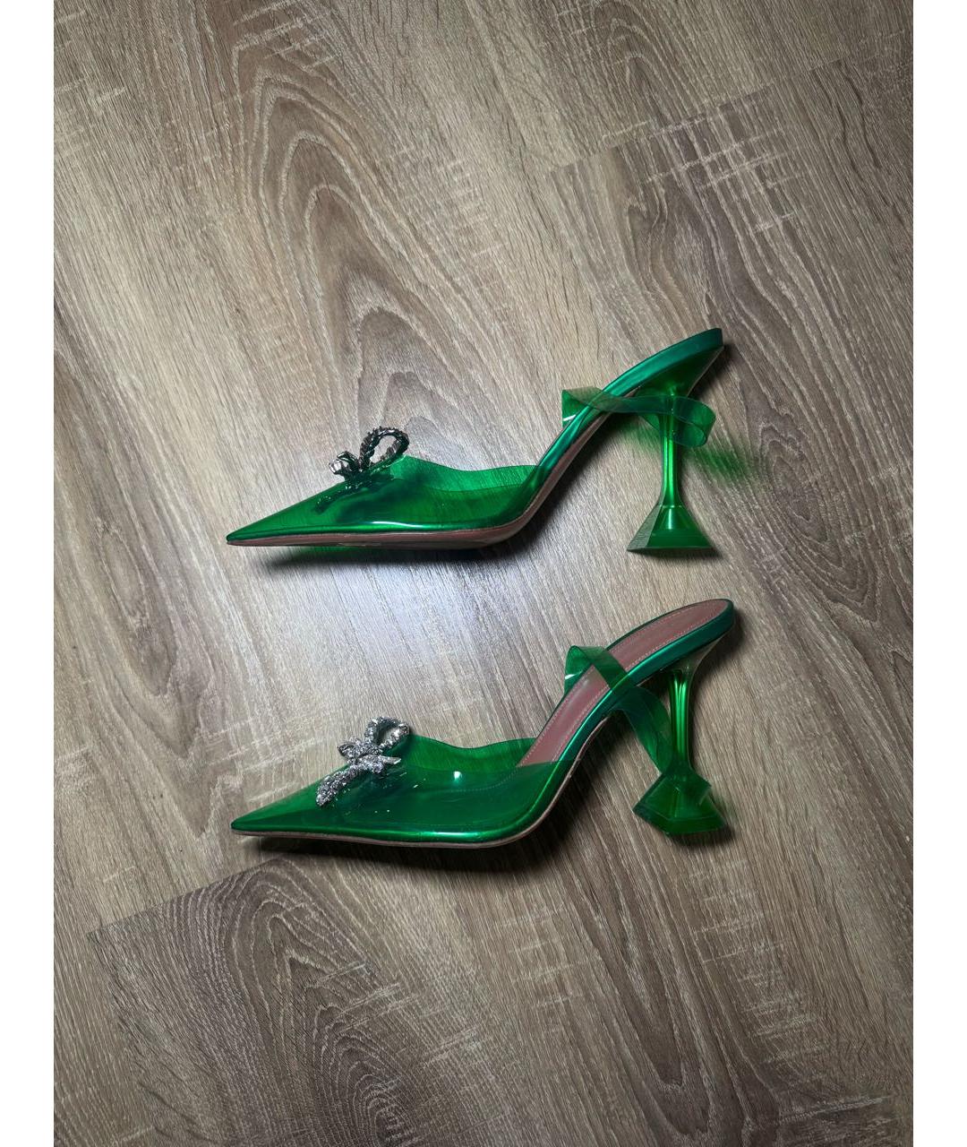 Amina Muaddi Зеленые туфли, фото 9