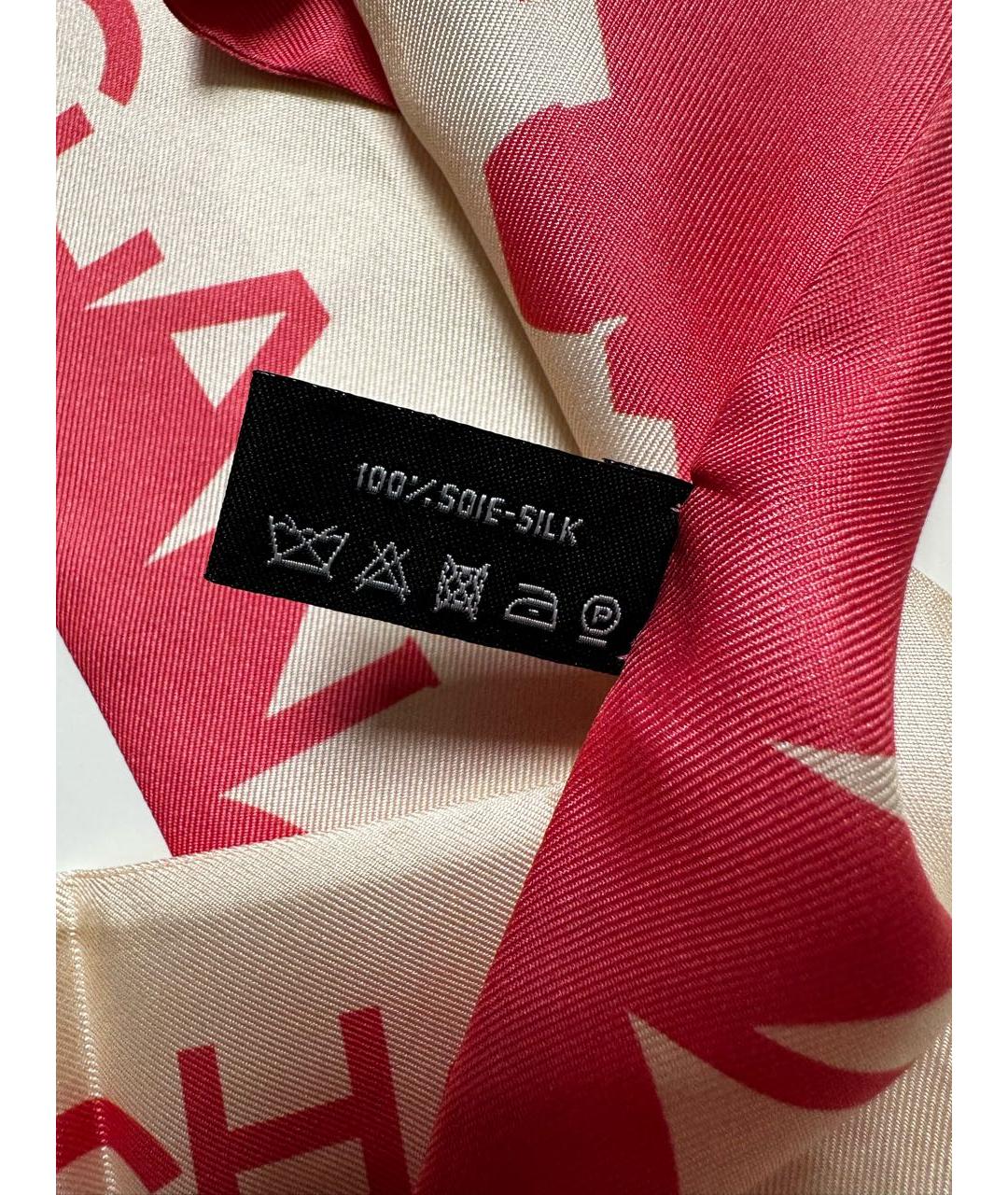 CHANEL Розовый шелковый шарф, фото 4