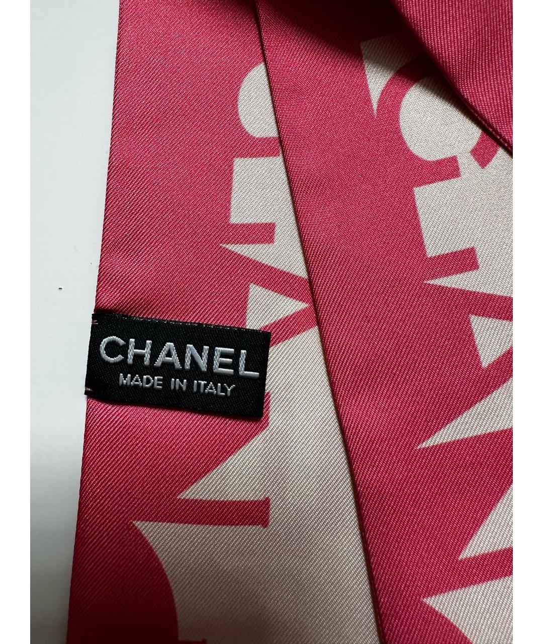 CHANEL Розовый шелковый шарф, фото 3