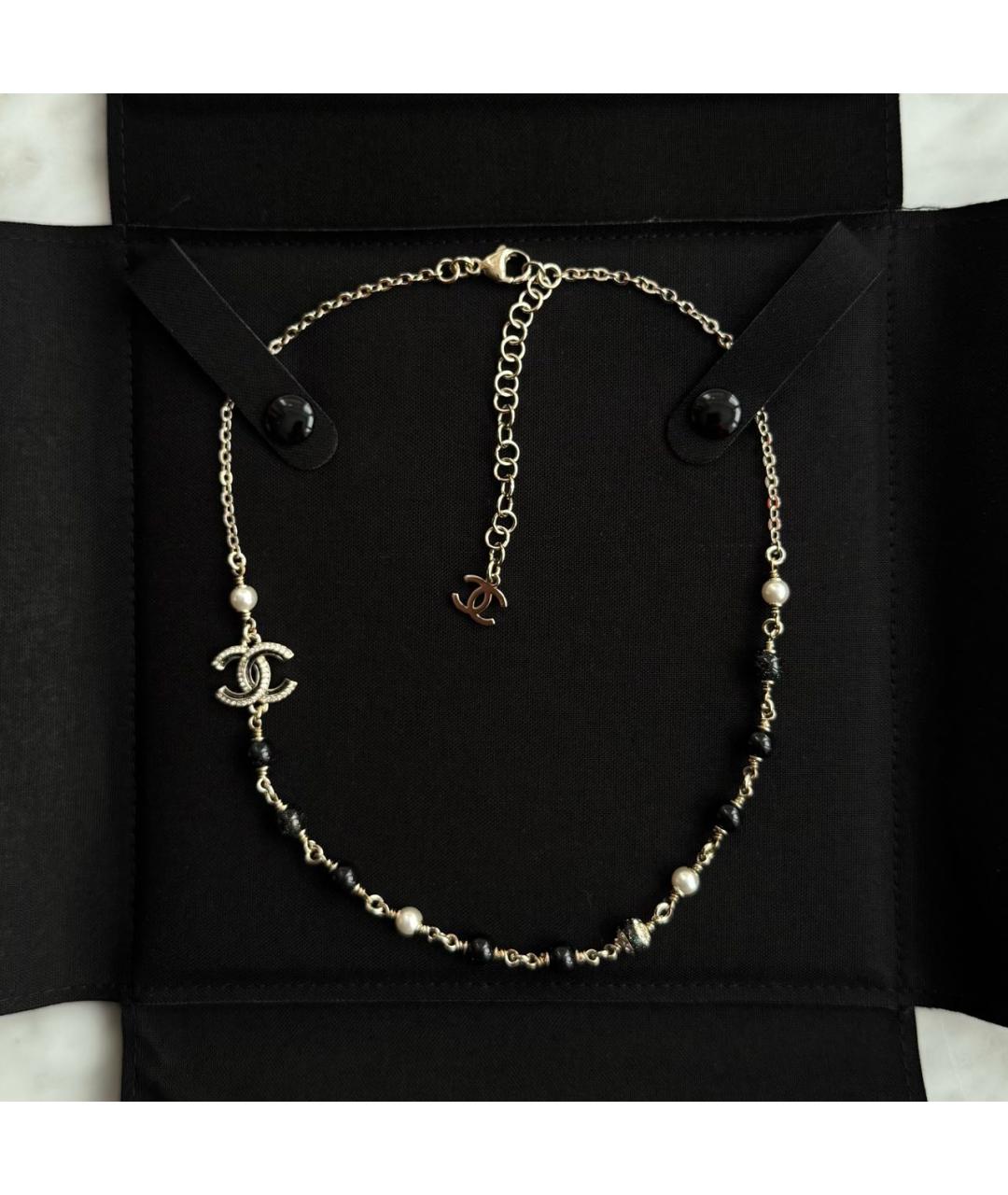 CHANEL Черное металлическое колье, фото 3