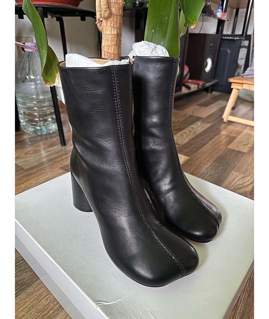 MM6 MAISON MARGIELA Черные кожаные ботильоны, фото 6