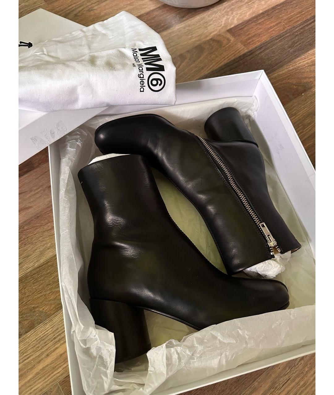 MM6 MAISON MARGIELA Черные кожаные ботильоны, фото 7