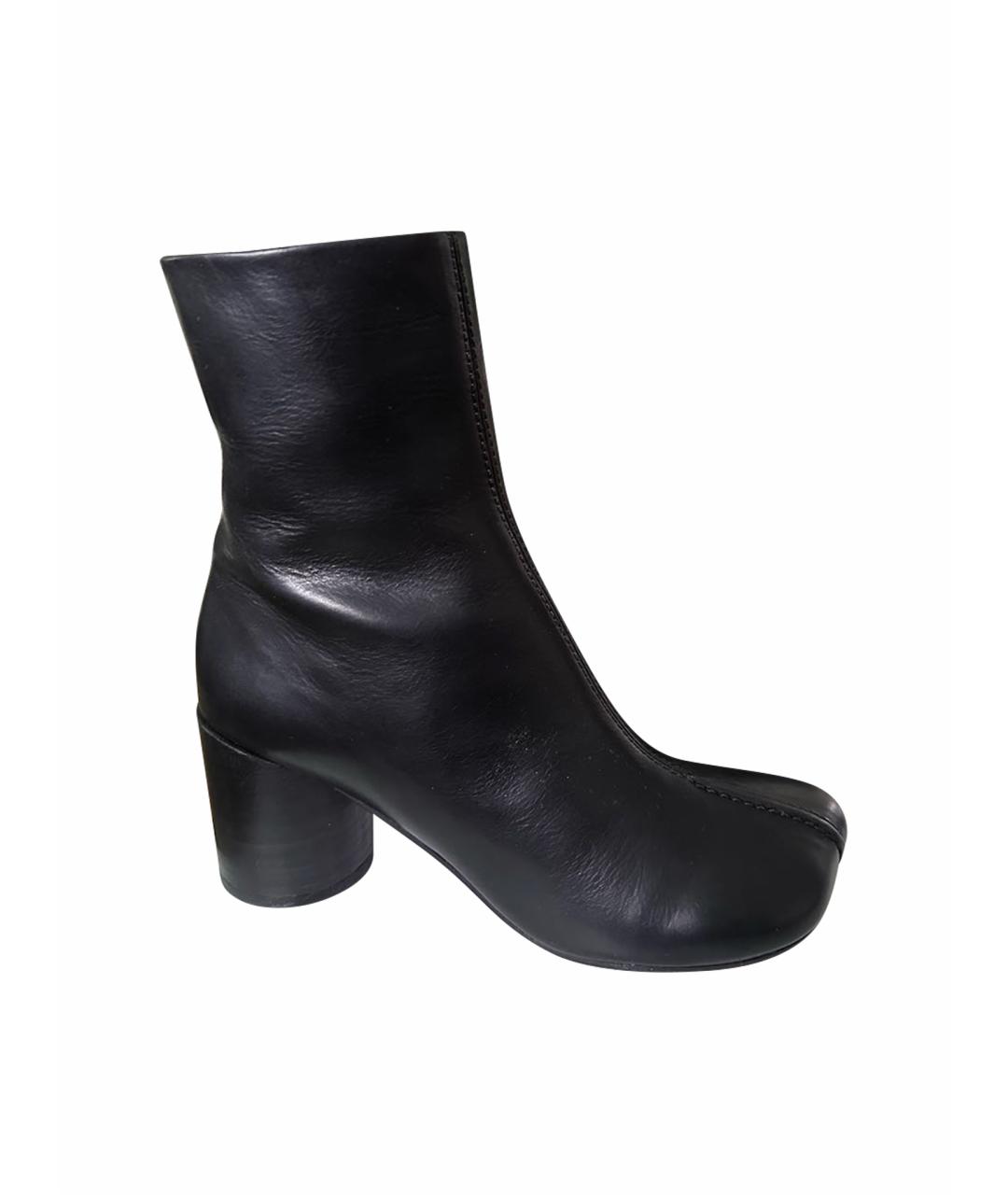 MM6 MAISON MARGIELA Черные кожаные ботильоны, фото 1