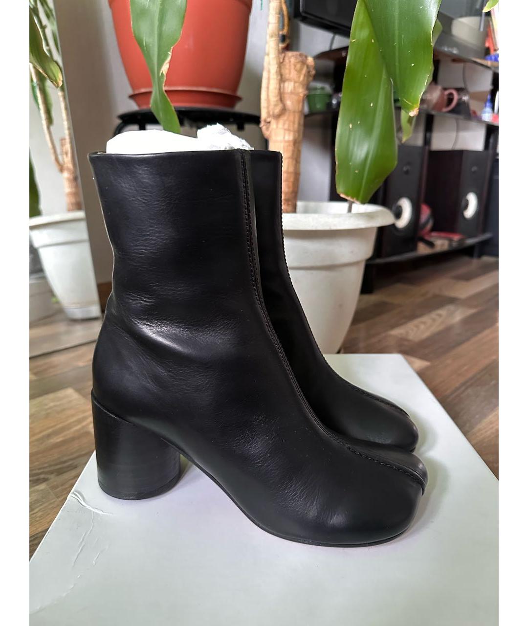 MM6 MAISON MARGIELA Черные кожаные ботильоны, фото 8