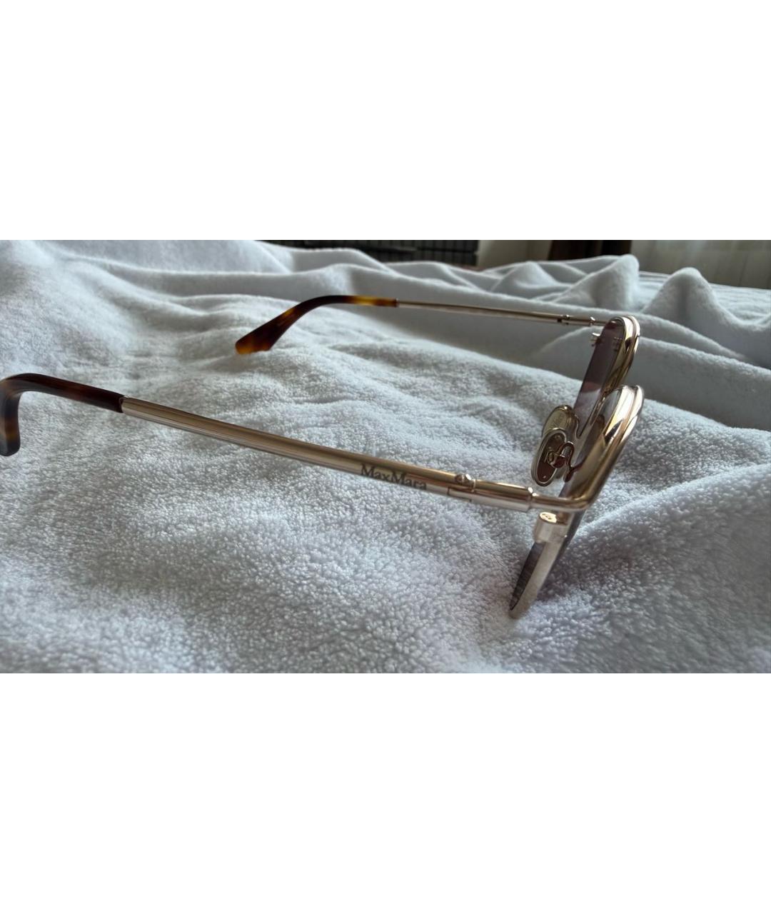 MAX MARA Золотые металлические солнцезащитные очки, фото 3