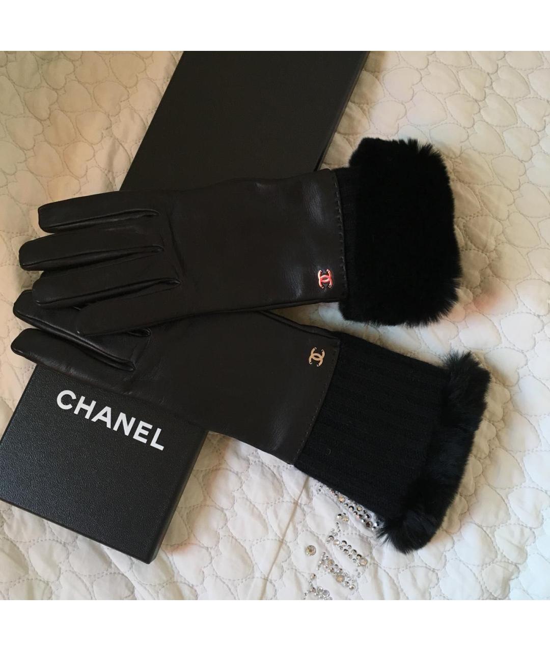 CHANEL Черные кожаные перчатки, фото 2