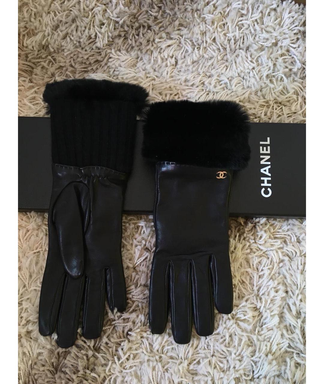CHANEL Черные кожаные перчатки, фото 5