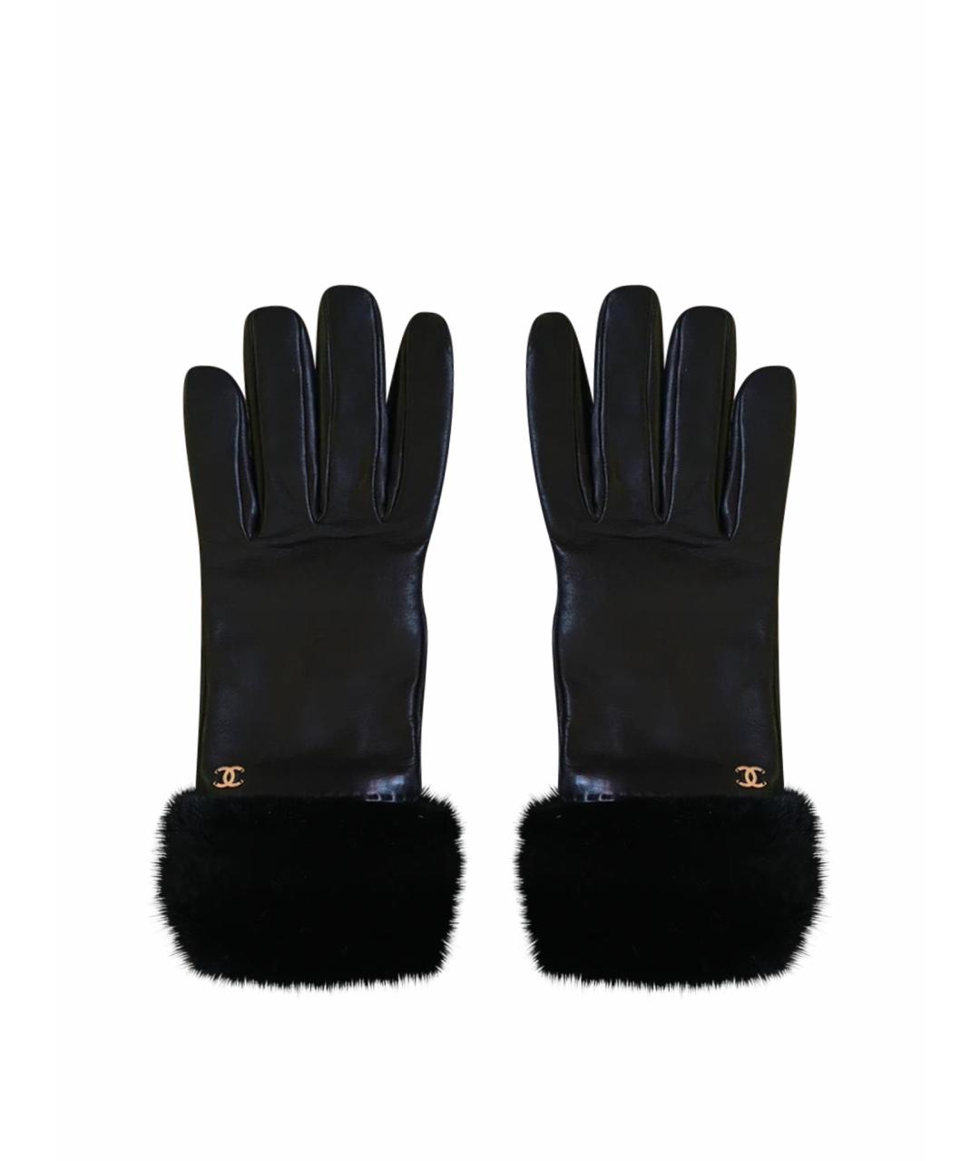 CHANEL Черные кожаные перчатки, фото 1