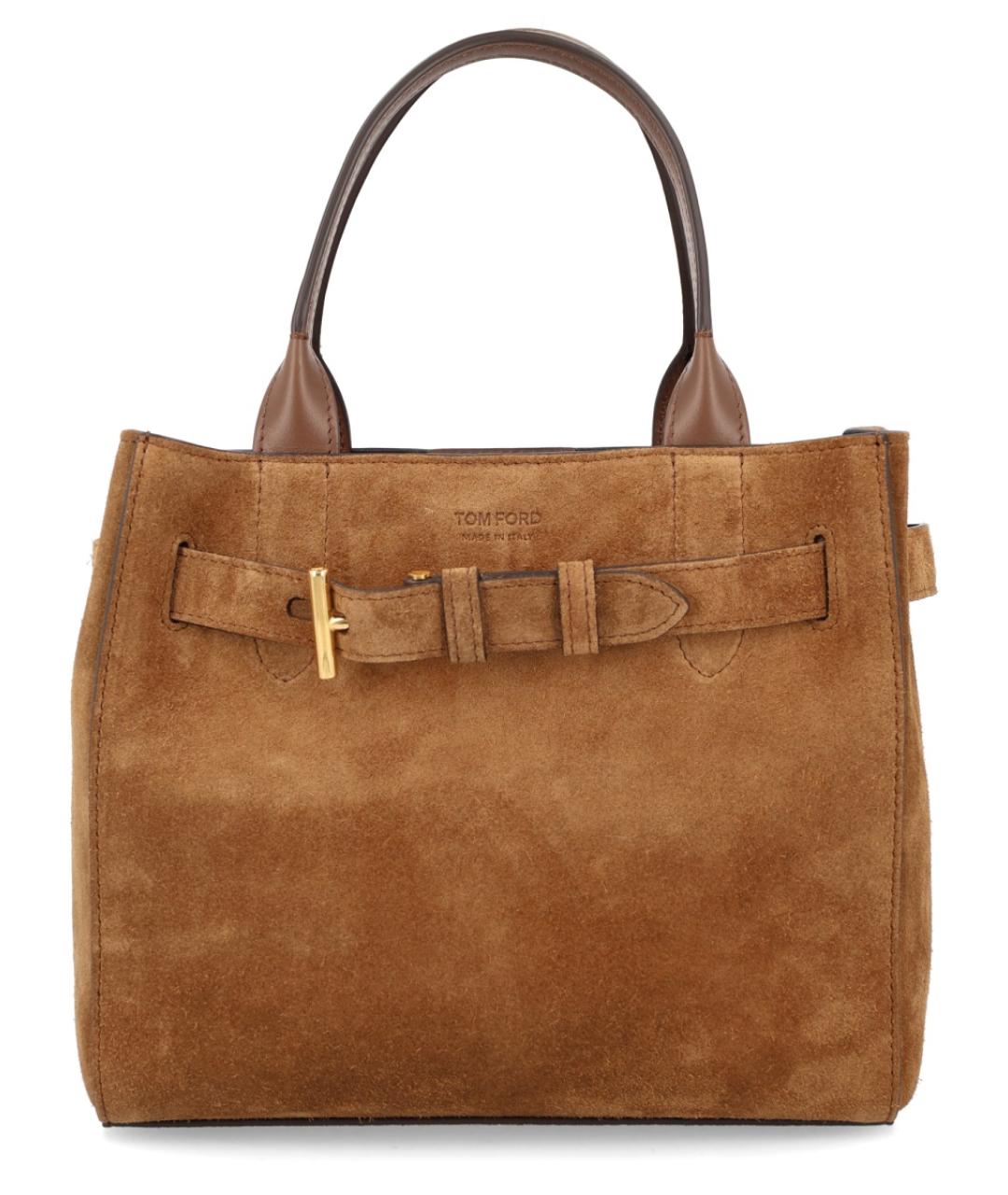 TOM FORD Коричневая замшевая сумка тоут, фото 1
