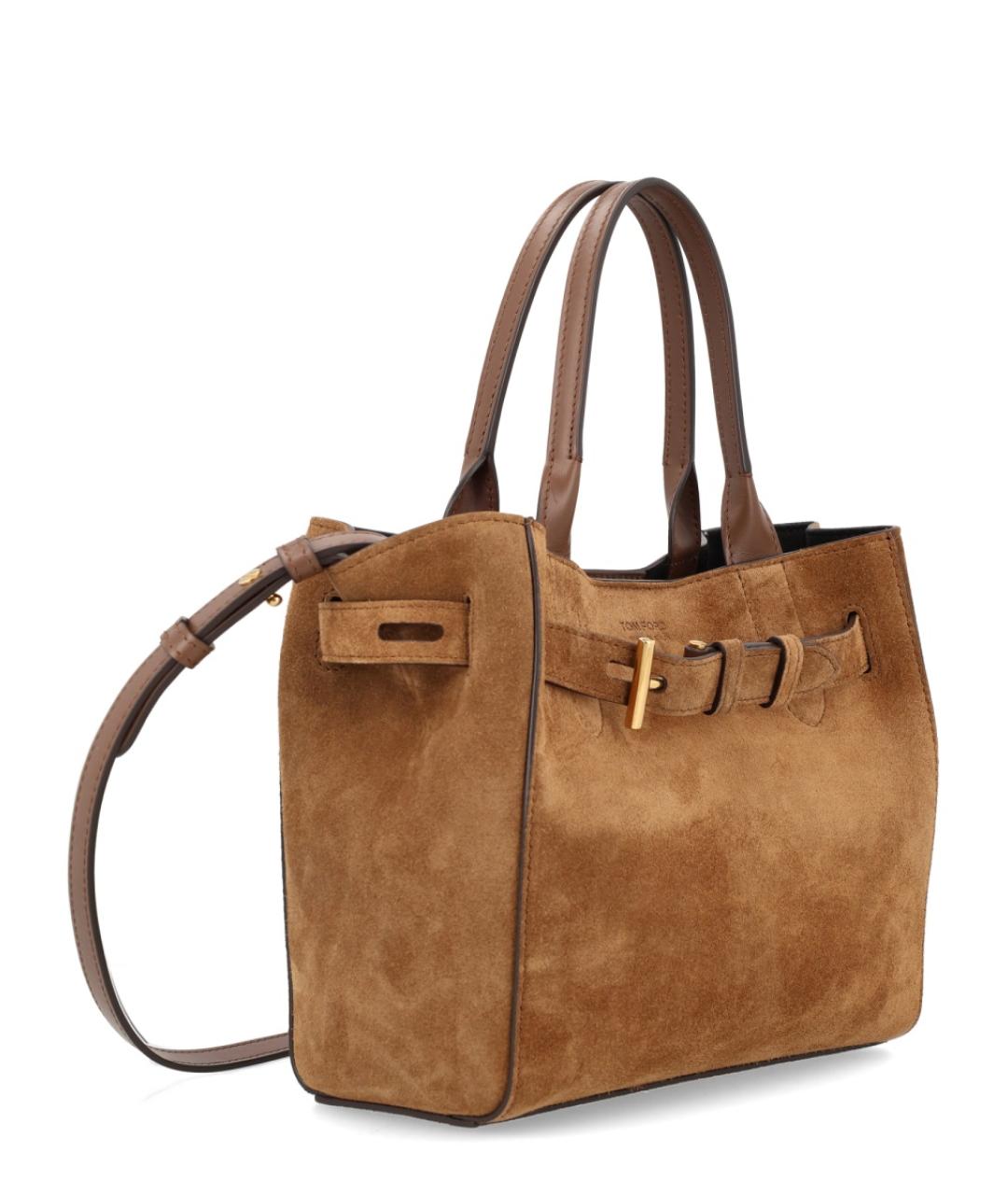 TOM FORD Коричневая замшевая сумка тоут, фото 3