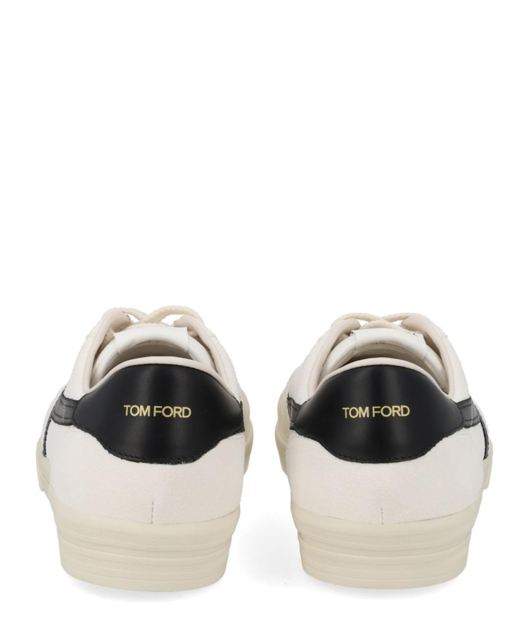 TOM FORD Белые кожаные низкие кроссовки / кеды, фото 4