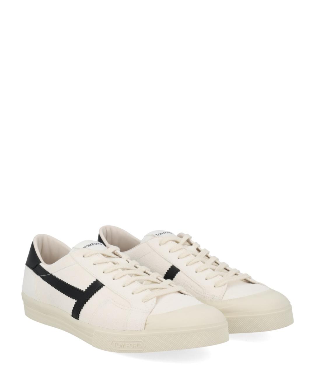 TOM FORD Белые кожаные низкие кроссовки / кеды, фото 2