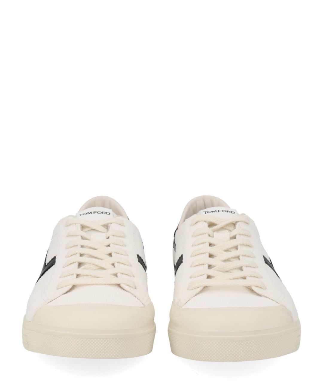 TOM FORD Белые кожаные низкие кроссовки / кеды, фото 3