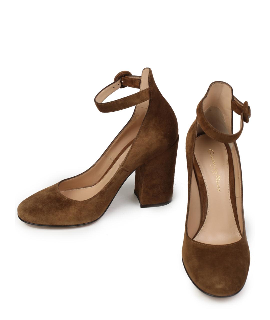 GIANVITO ROSSI Горчичные замшевые туфли, фото 3