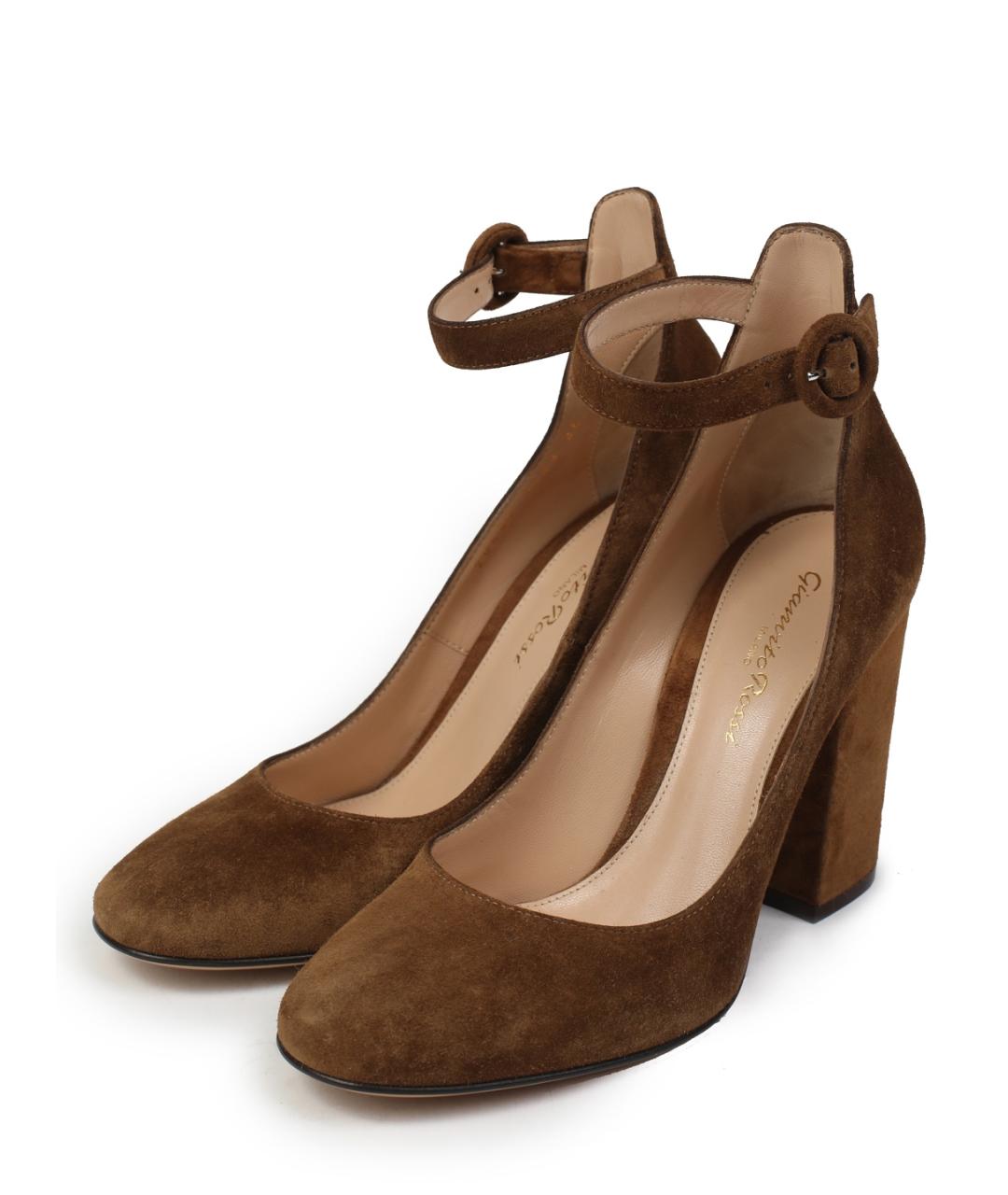 GIANVITO ROSSI Горчичные замшевые туфли, фото 4