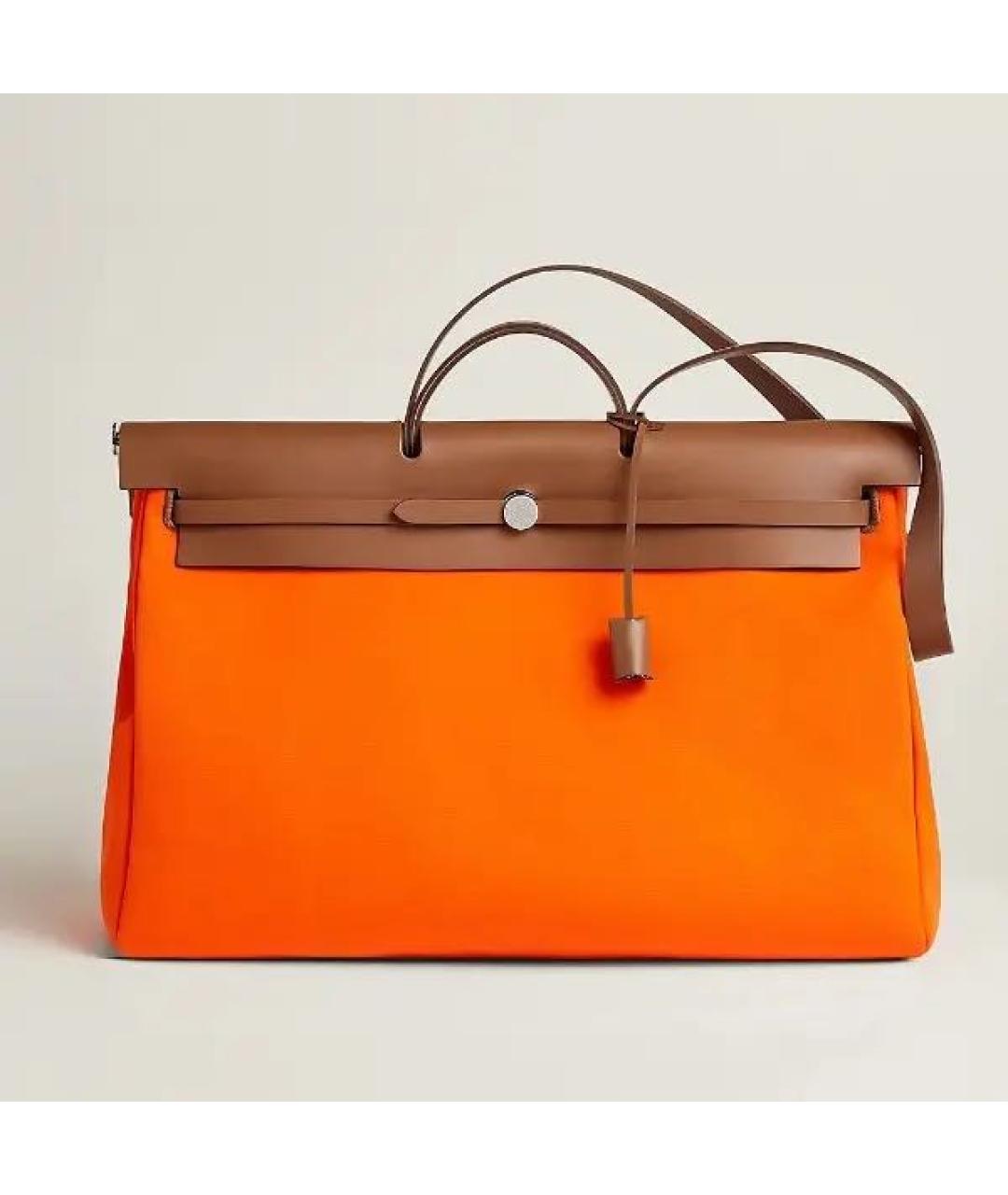 HERMES Оранжевая тканевая дорожная/спортивная сумка, фото 5