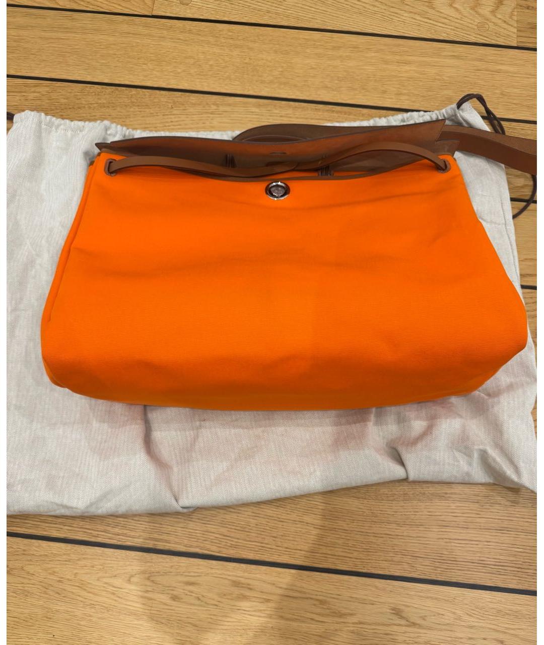 HERMES Оранжевая тканевая дорожная/спортивная сумка, фото 2