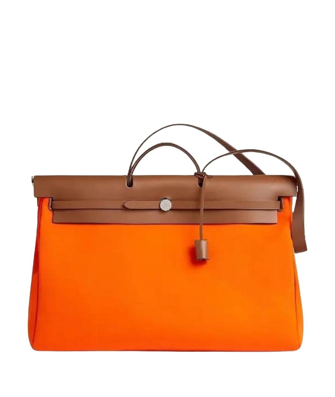HERMES Оранжевая тканевая дорожная/спортивная сумка, фото 1