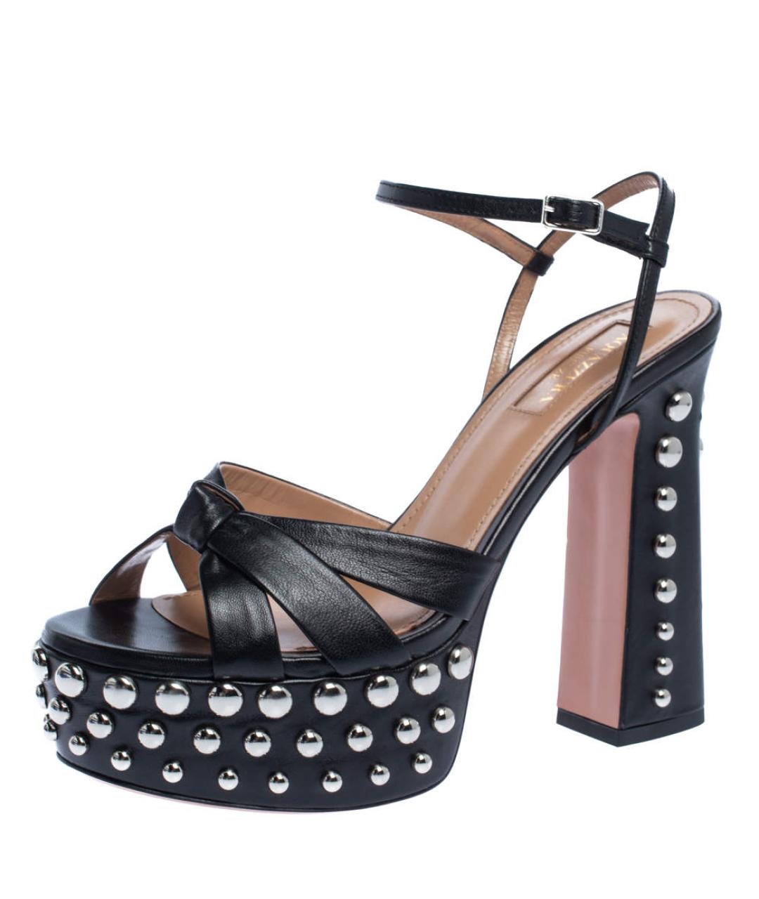 AQUAZZURA Черные кожаные босоножки, фото 2