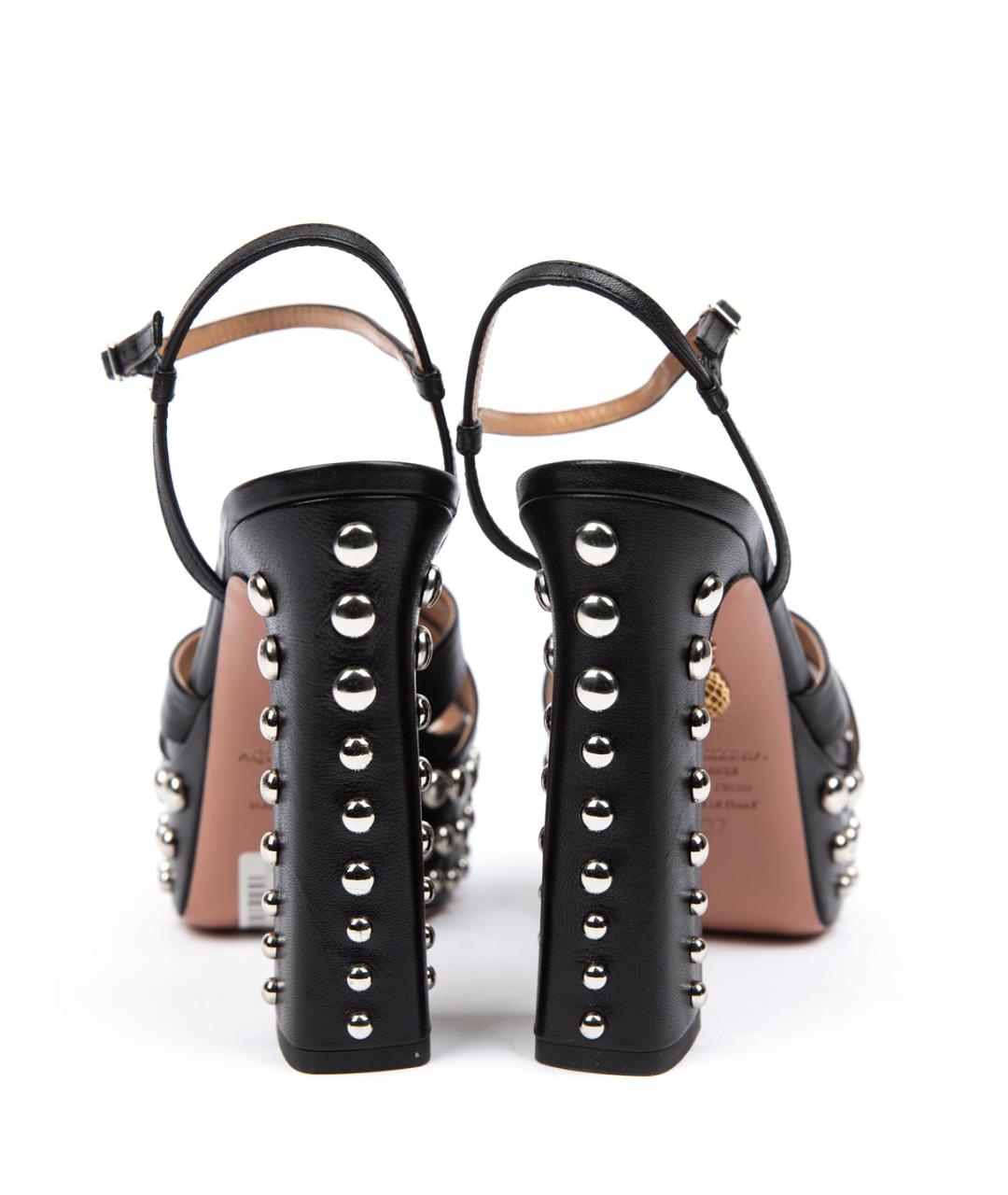 AQUAZZURA Черные кожаные босоножки, фото 5