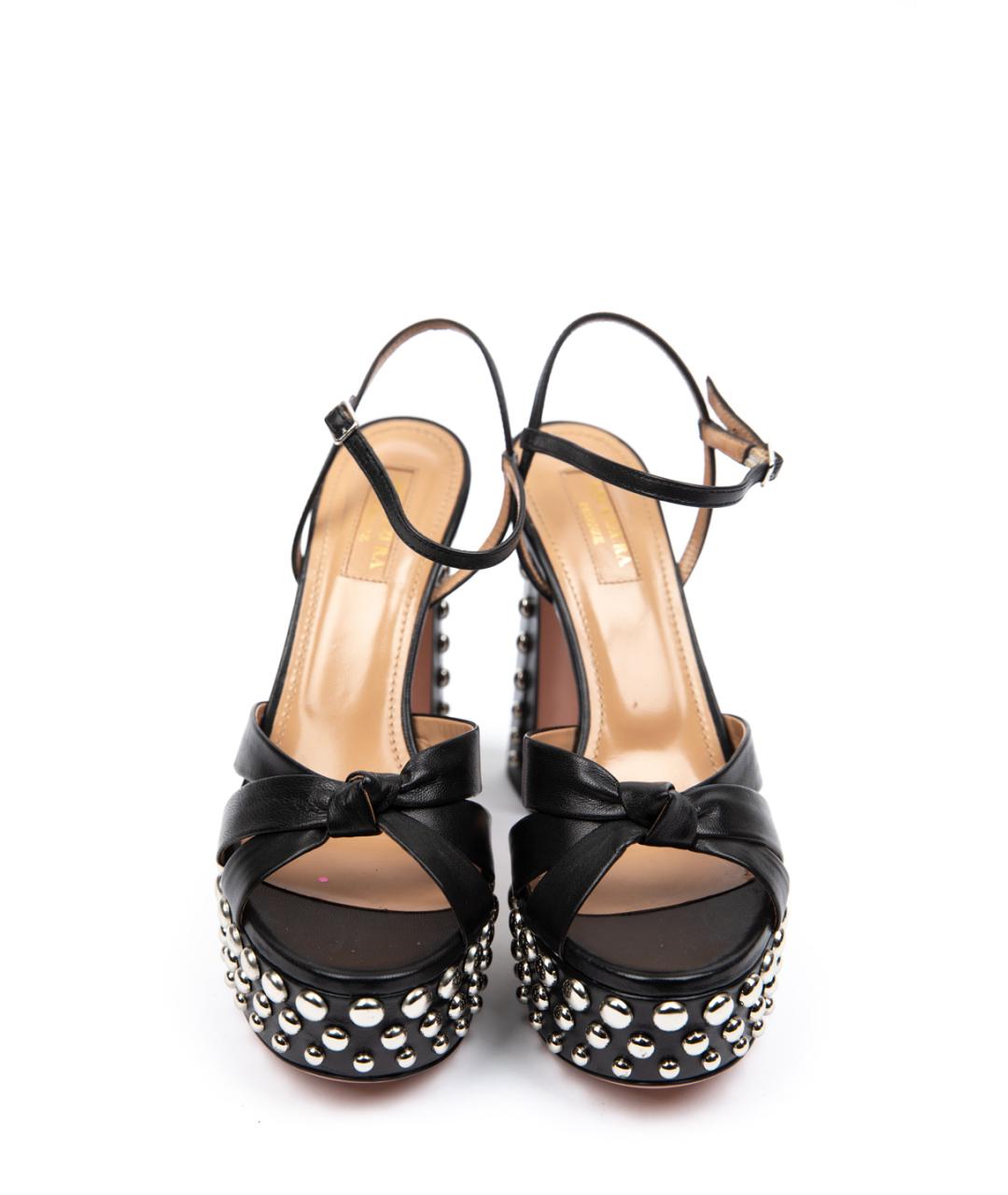 AQUAZZURA Черные кожаные босоножки, фото 4