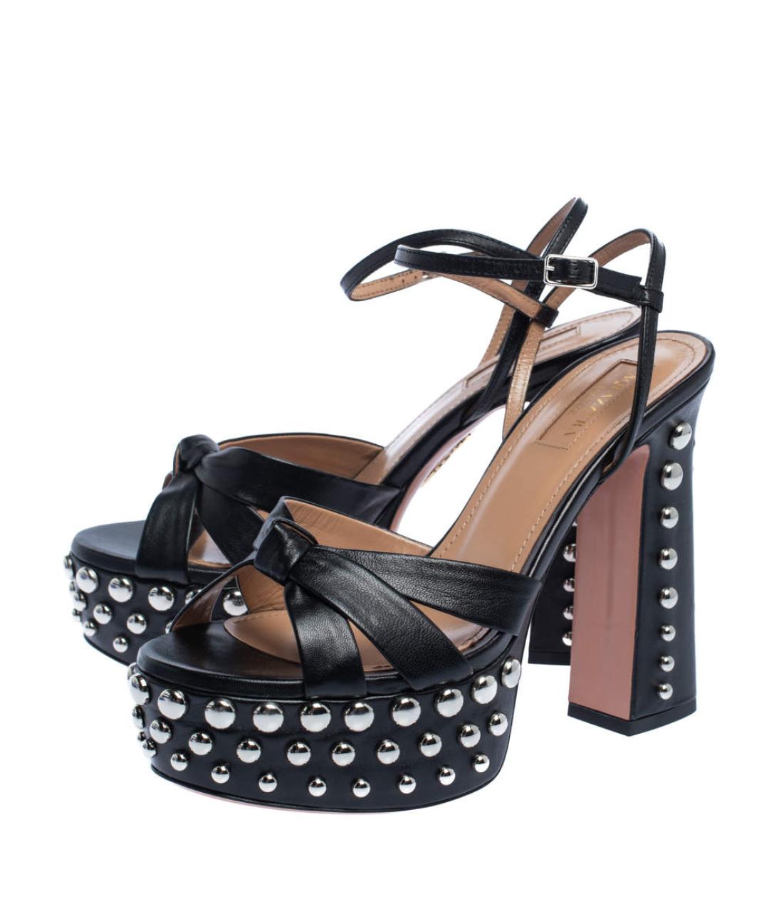 AQUAZZURA Черные кожаные босоножки, фото 3