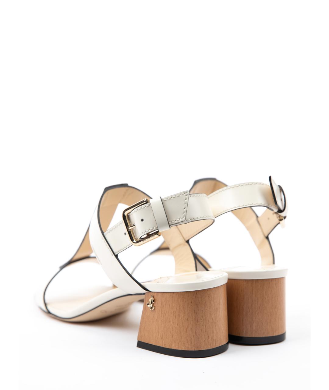 JIMMY CHOO Белые кожаные босоножки, фото 2