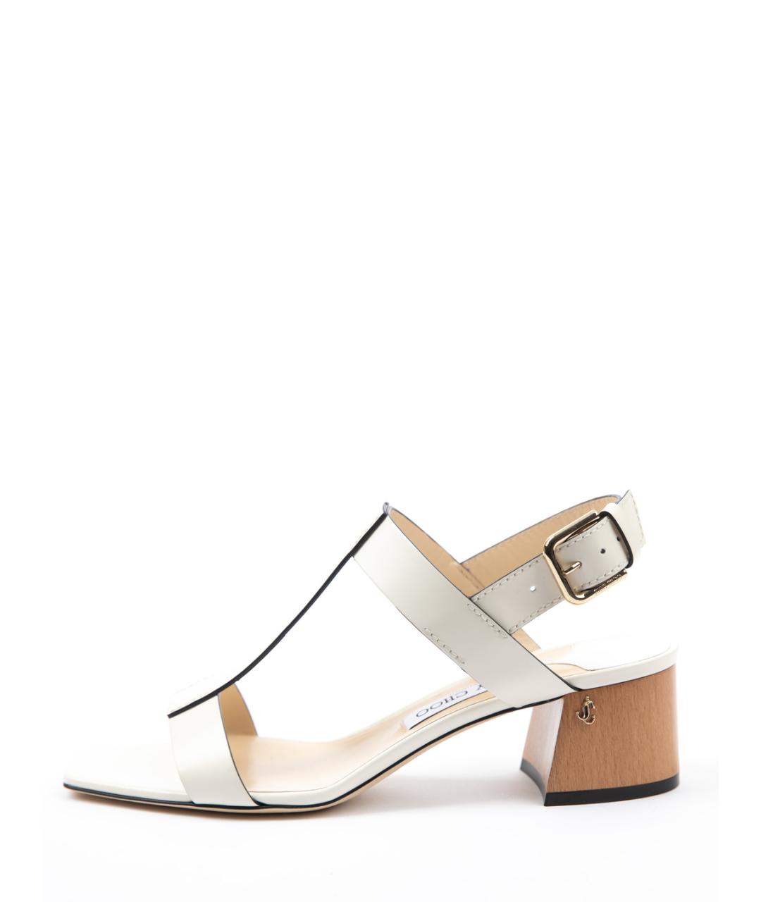 JIMMY CHOO Белые кожаные босоножки, фото 5