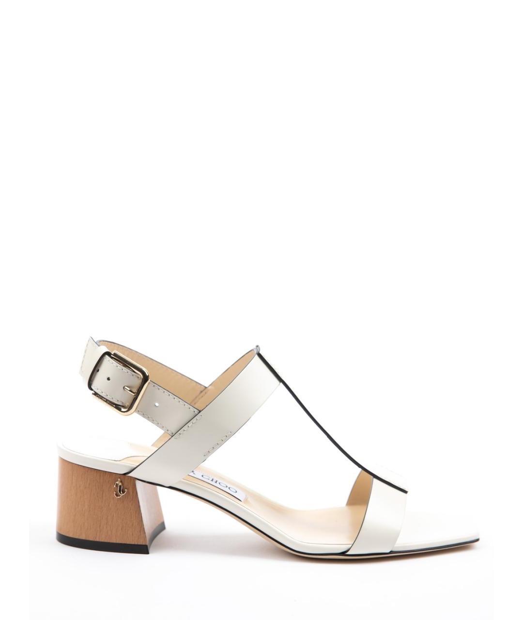 JIMMY CHOO Белые кожаные босоножки, фото 1