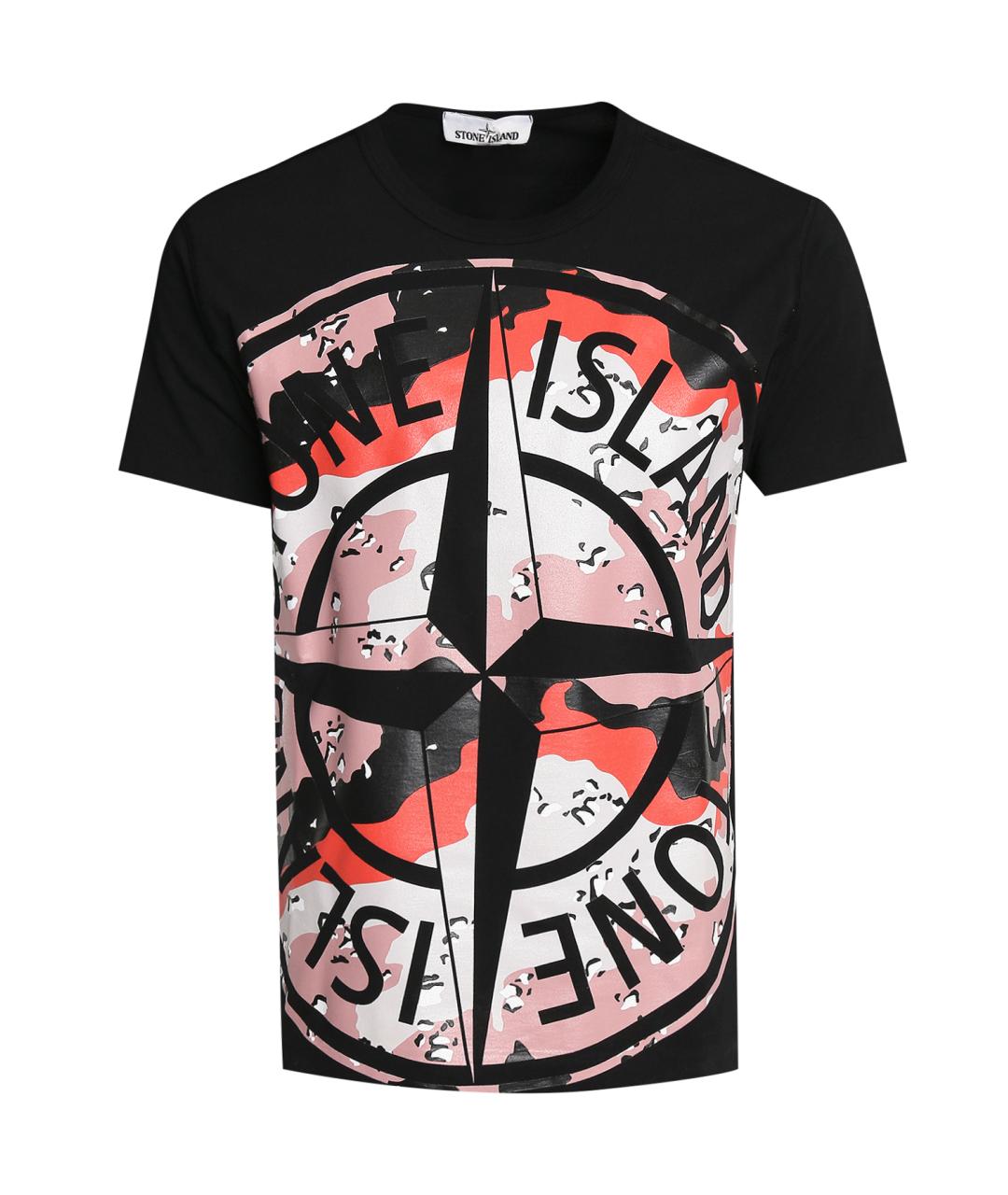 STONE ISLAND Черная хлопковая футболка, фото 1