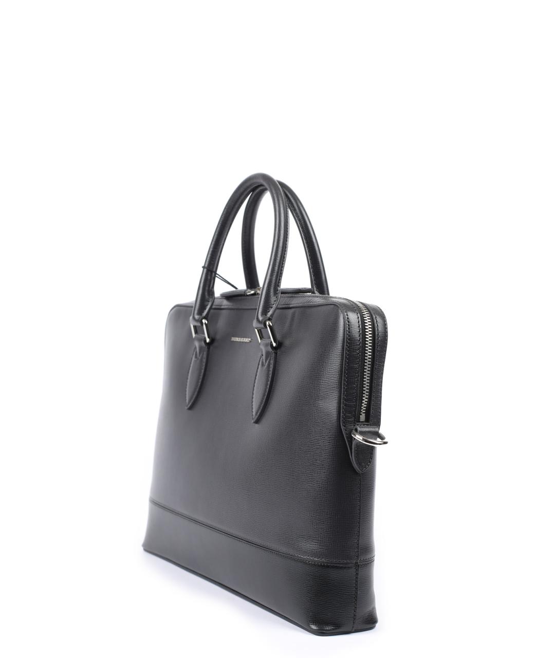 BURBERRY Черная кожаная сумка тоут, фото 2