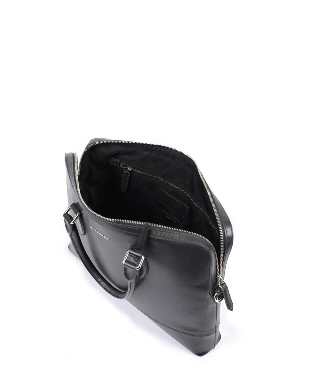 BURBERRY Черная кожаная сумка тоут, фото 4