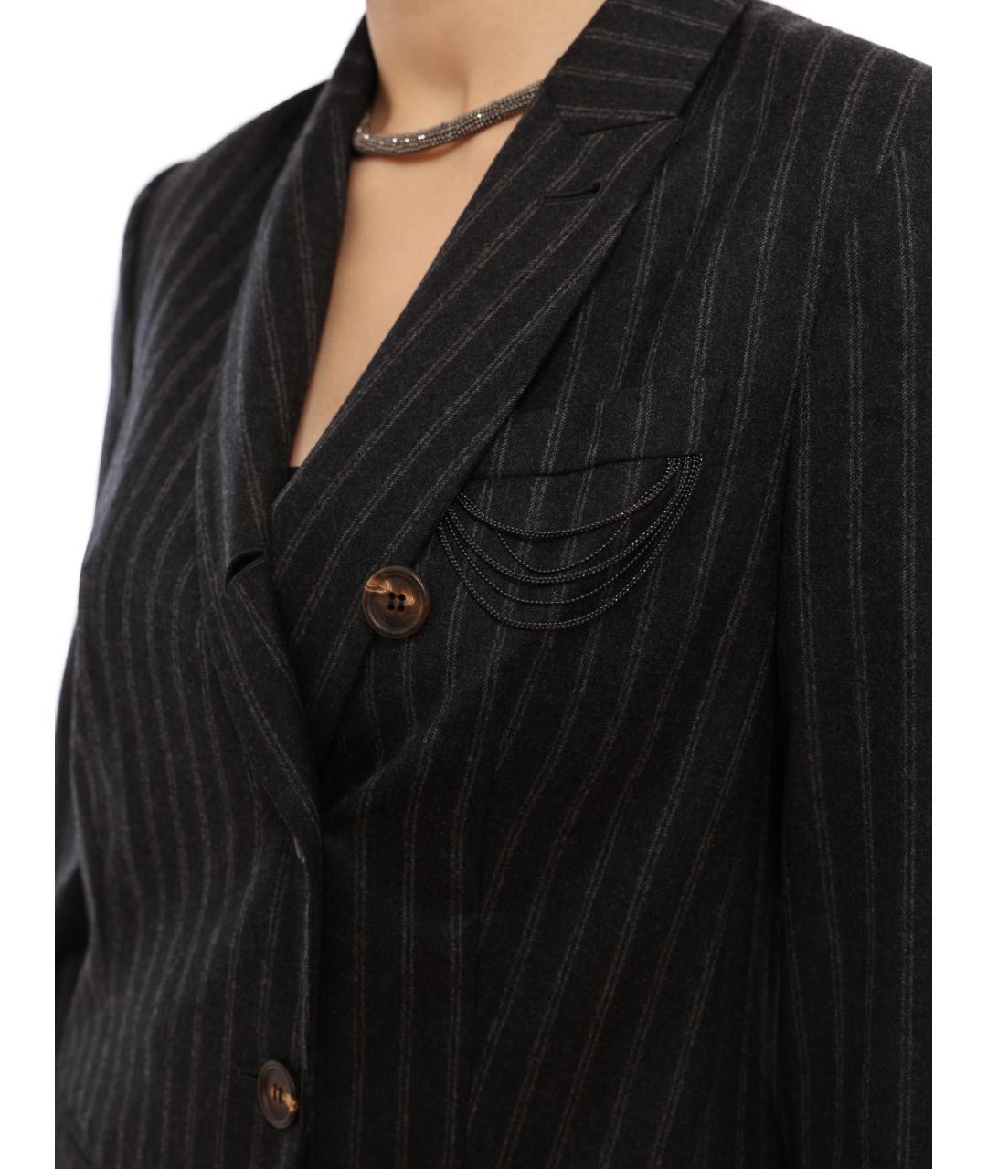 BRUNELLO CUCINELLI Черный шерстяной жакет/пиджак, фото 7