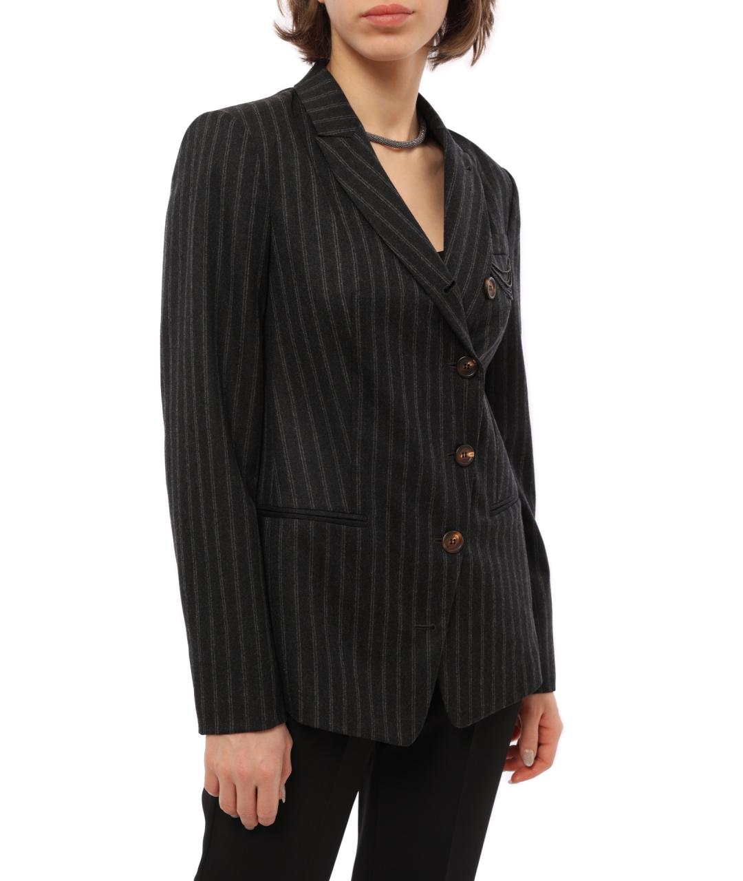 BRUNELLO CUCINELLI Черный шерстяной жакет/пиджак, фото 6