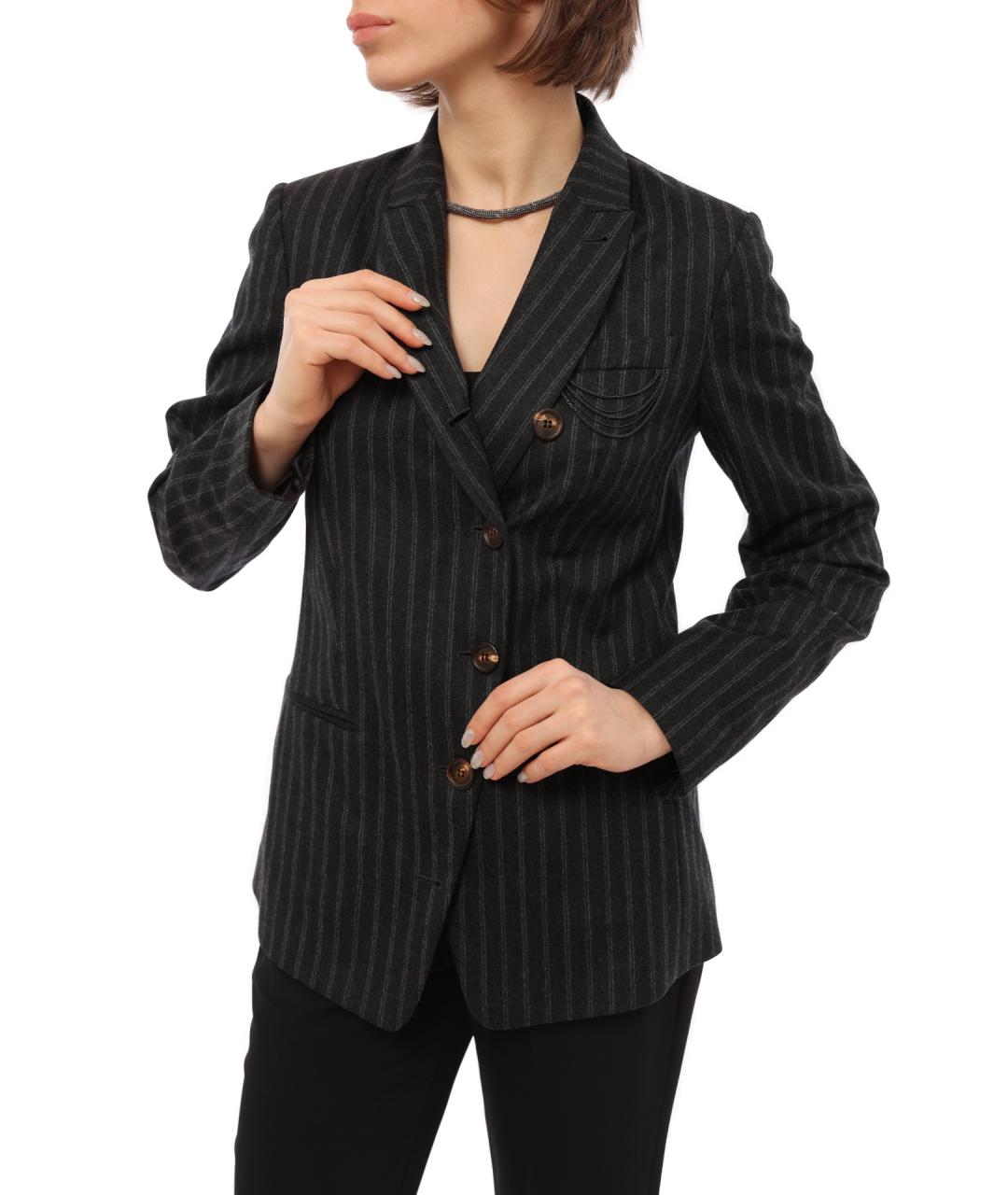 BRUNELLO CUCINELLI Черный шерстяной жакет/пиджак, фото 3