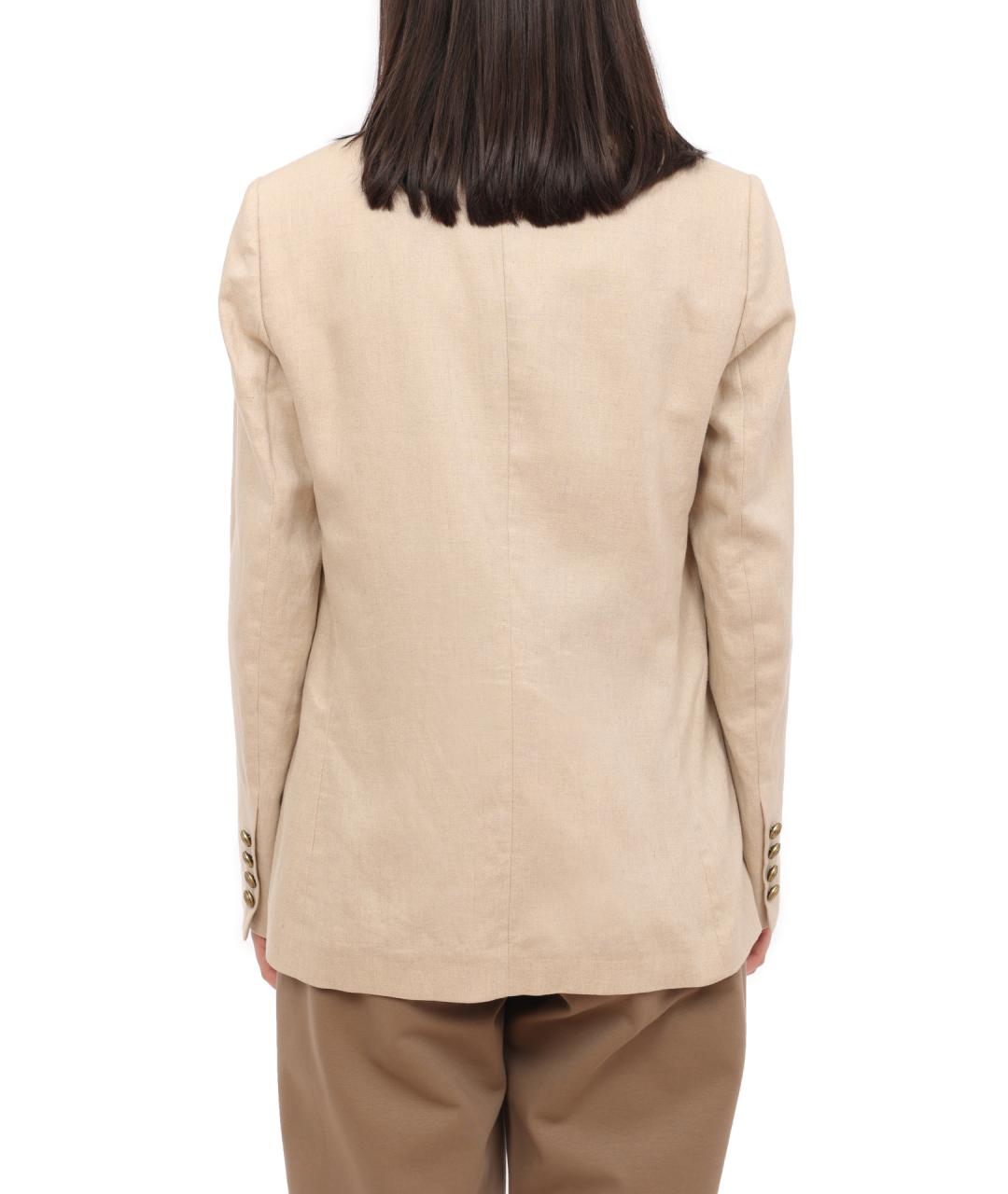 BRUNELLO CUCINELLI Бежевый льняной жакет/пиджак, фото 5