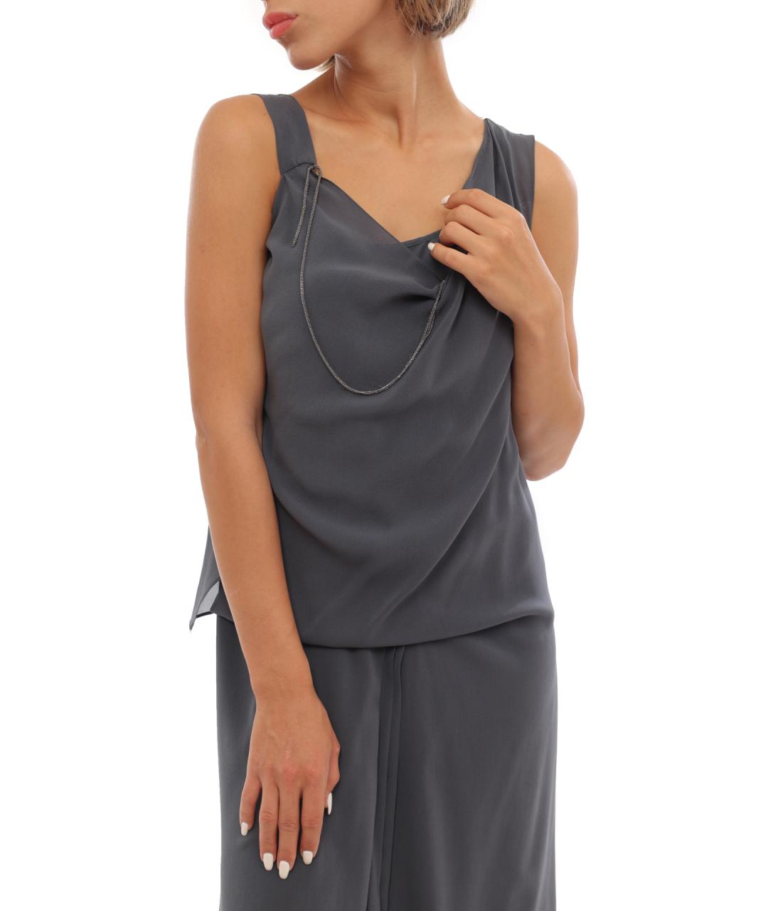 BRUNELLO CUCINELLI Серое повседневное платье, фото 6