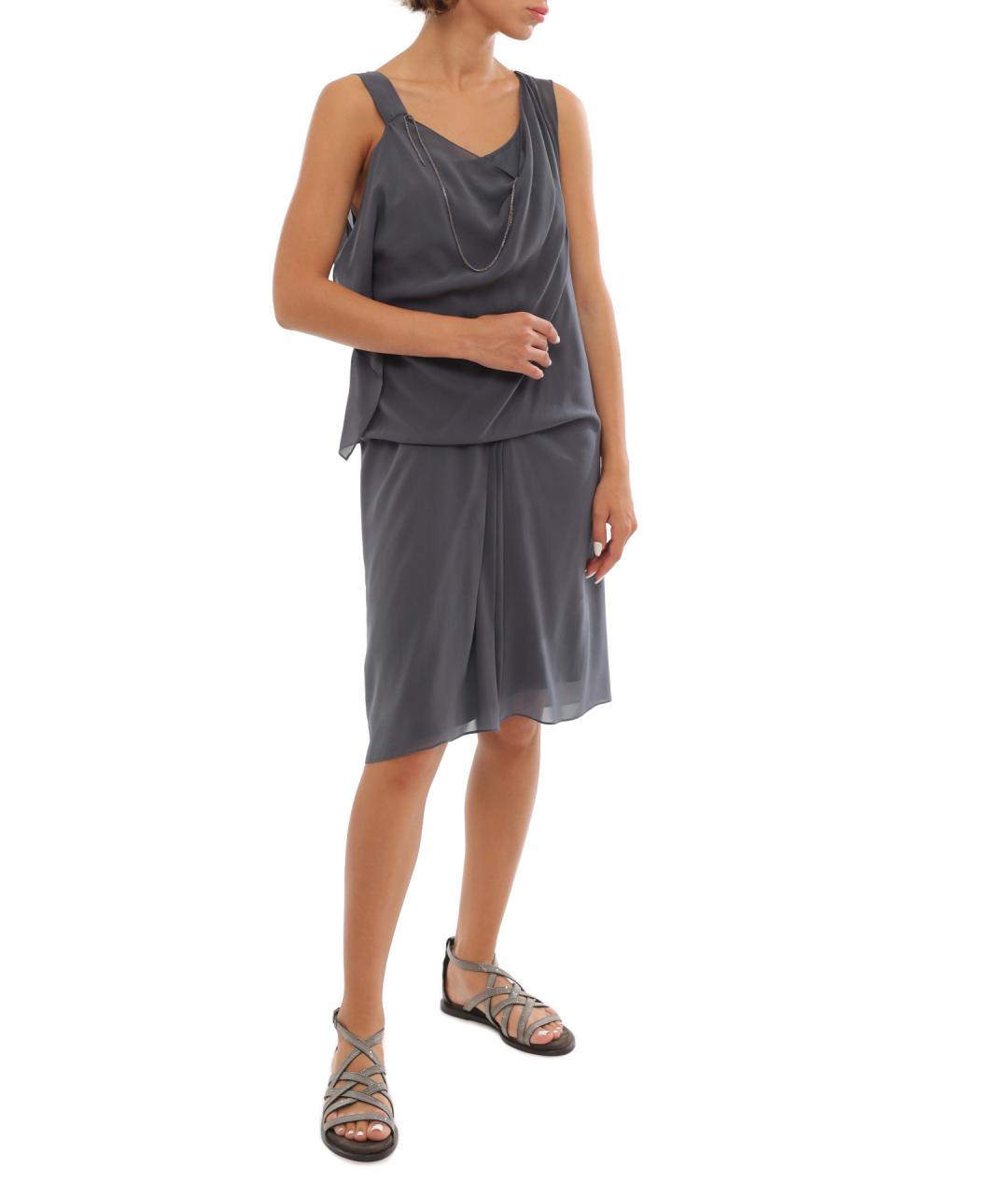 BRUNELLO CUCINELLI Серое повседневное платье, фото 4