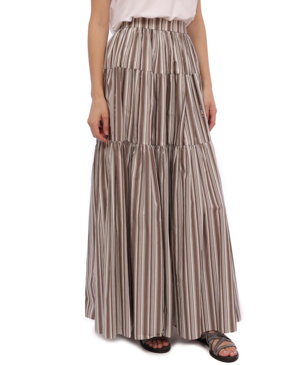 BRUNELLO CUCINELLI Бежевая хлопковая юбка макси, фото 4