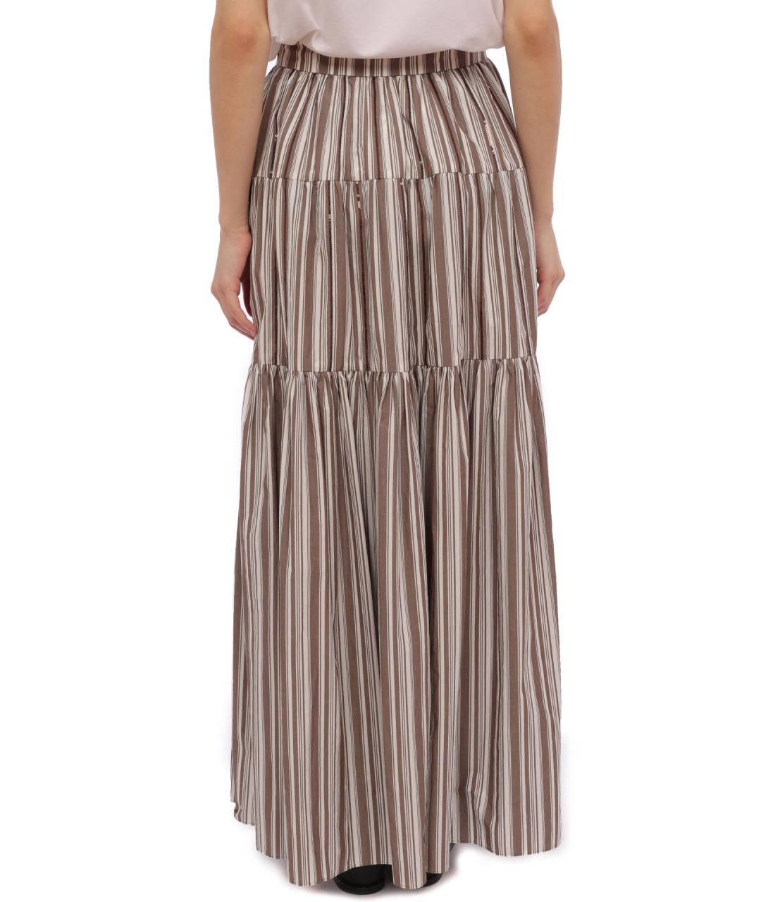 BRUNELLO CUCINELLI Бежевая хлопковая юбка макси, фото 5