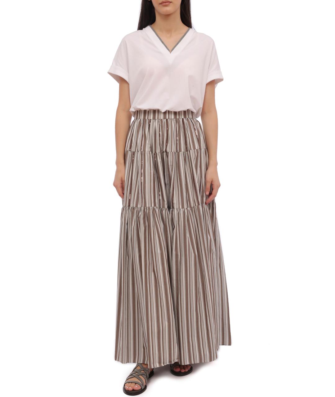 BRUNELLO CUCINELLI Бежевая хлопковая юбка макси, фото 2