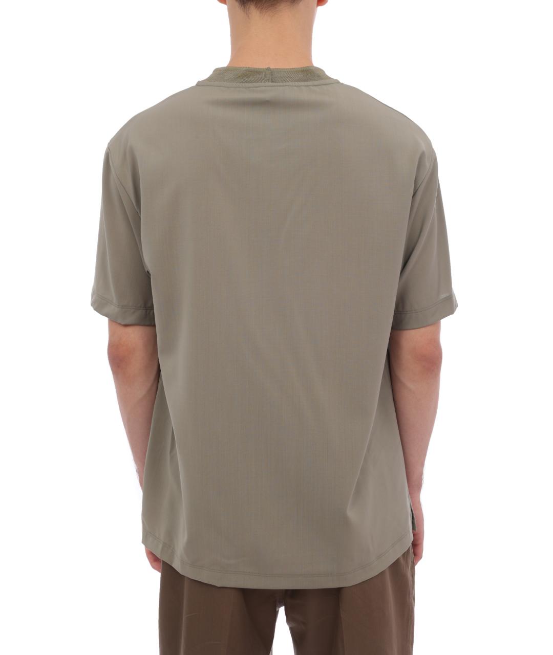 EMPORIO ARMANI Бежевая хлопко-шерстяная футболка, фото 4