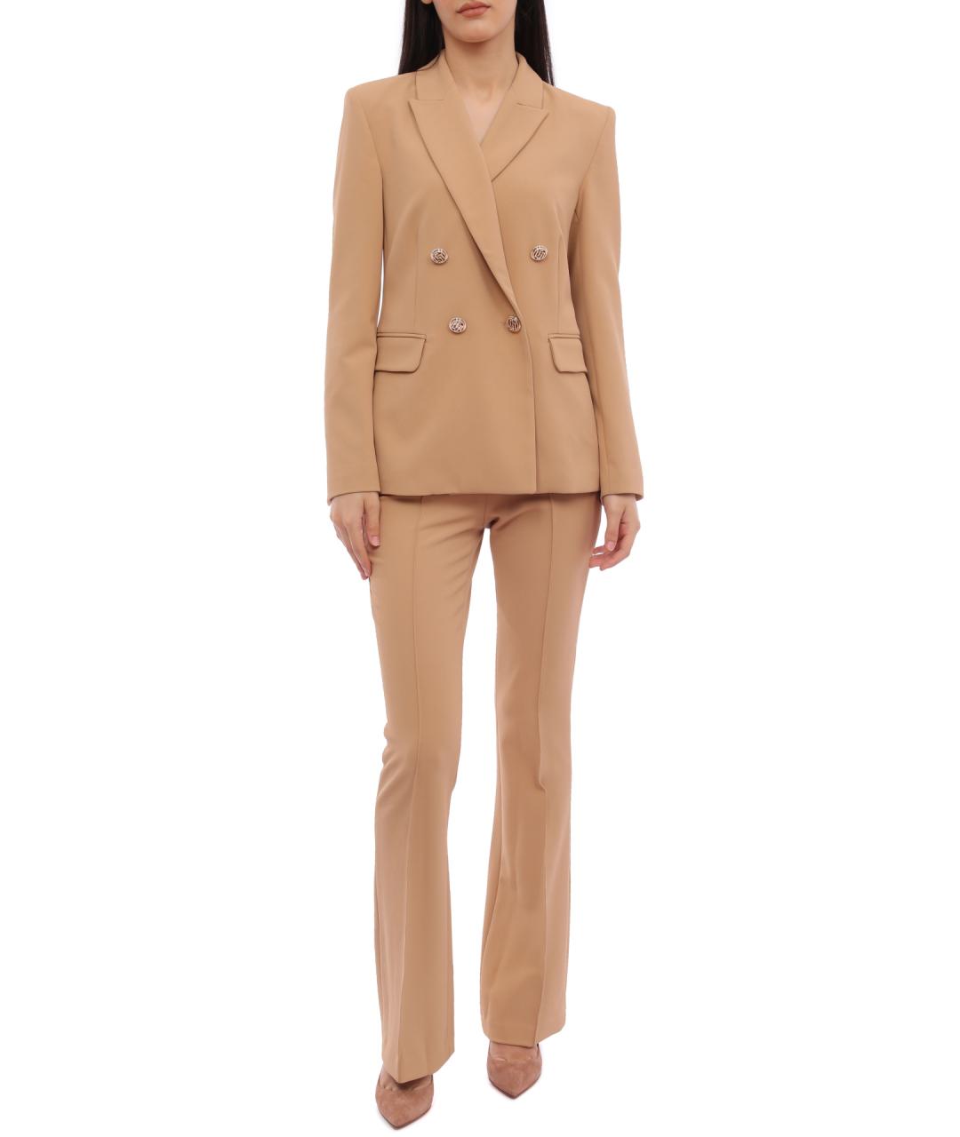 LIU JO Бежевые прямые брюки, фото 2