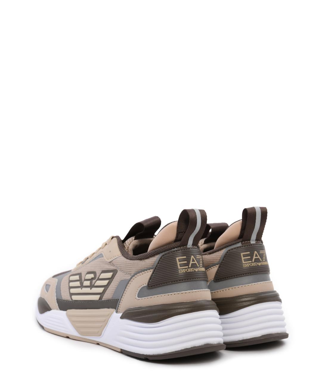 EA7 Бежевые текстильные низкие кроссовки / кеды, фото 3