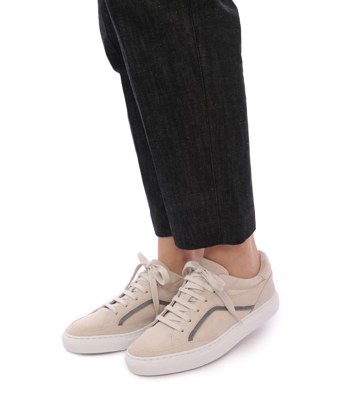 BRUNELLO CUCINELLI Бежевые замшевые кеды, фото 8