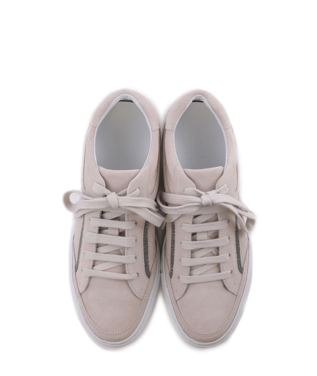 BRUNELLO CUCINELLI Бежевые замшевые кеды, фото 4